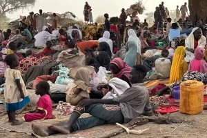 Displaced people in Sudanese camp